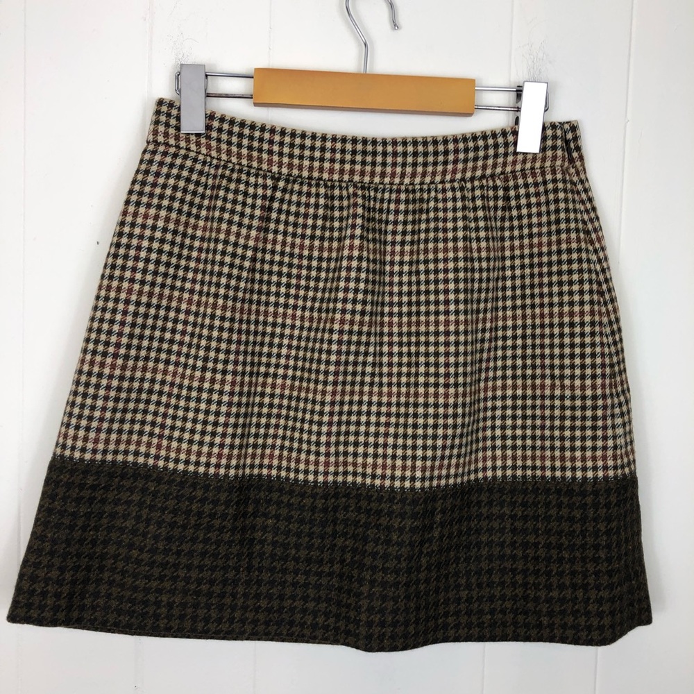 J. Crew Houndstooth Wool Mini Skirt Sz 2 - Picture 2 of 8